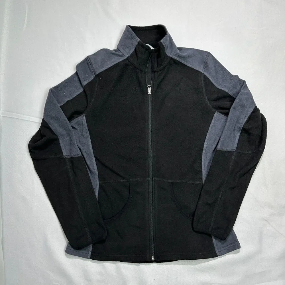 NEW Port Authority L230 Women's M Black Gray‎ Colorblock Full-Zip Fleece Jacket